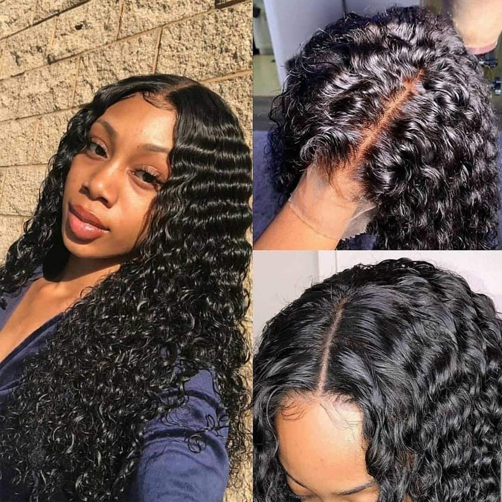 13x4" Lace Frontal Deep Wave Hair Wig Black