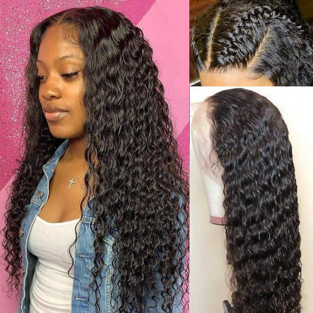 13x4" Lace Frontal Deep Curly Hair Wig Black