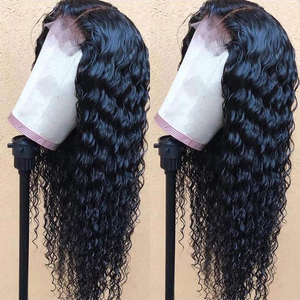 13x4" Lace Frontal Deep Wave Hair Wig Black